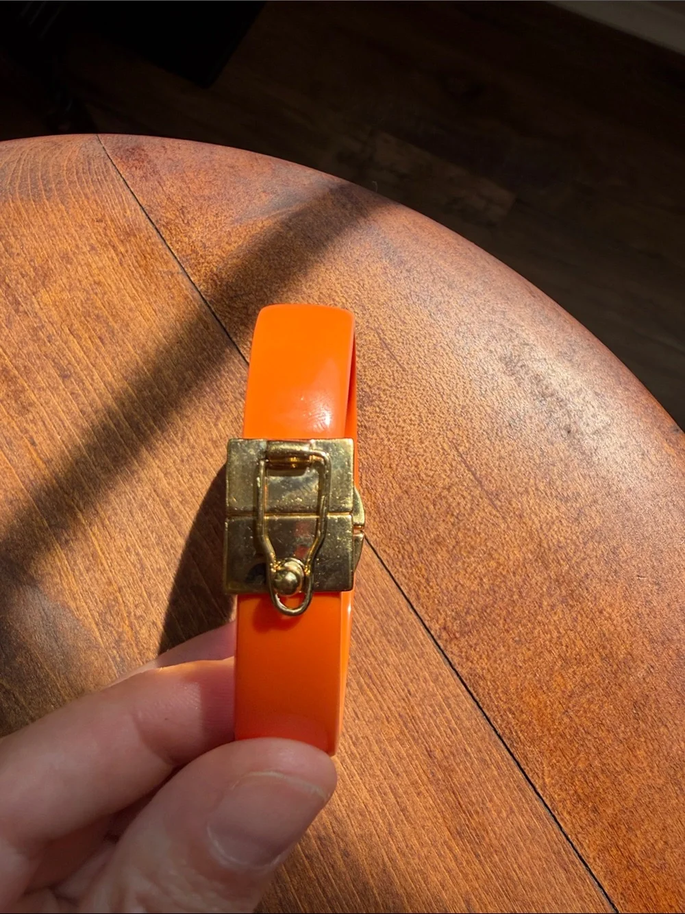 Tory Burch Kira Orange Resin Lucite Hinged Bracelet